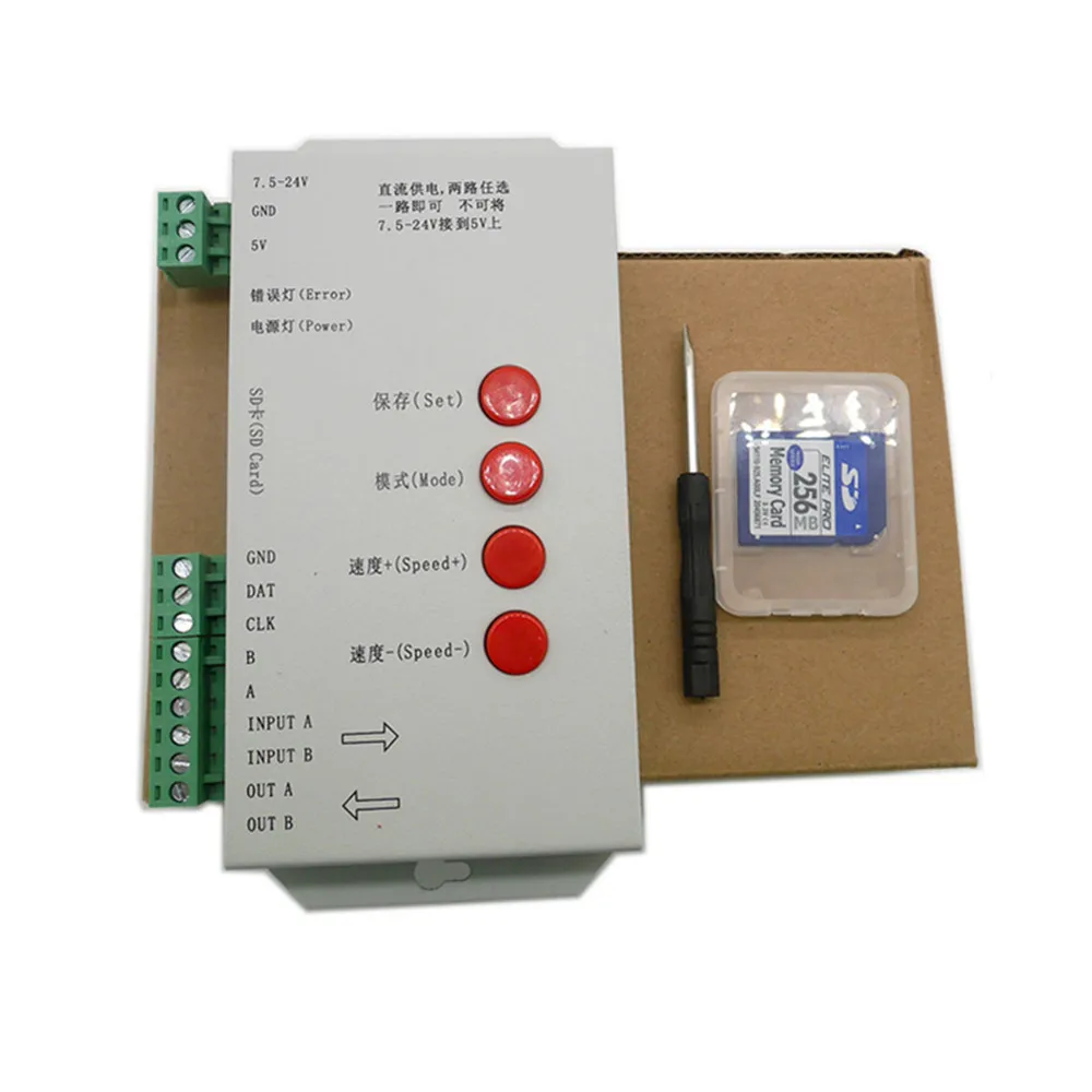 LED RGB controller T1000S Sd-karte Pixel Radič, für WS2801 WS2811 WS2812B LPD6803 LED 2048 DC5 ~ 24V