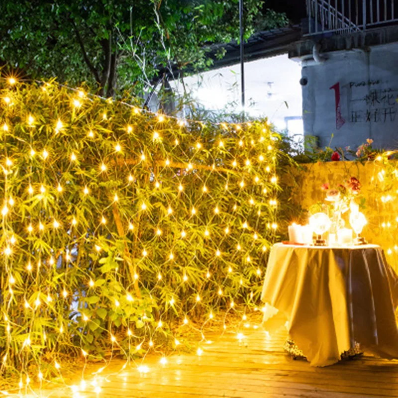 LED Sieťovina Svetlo String Stmievanie 8 Režime Dovolenku Strany Vianočné Steny Vonkajšie Dekorácie Farebné Teplé Mriežky Rozprávkových Svetiel Chanuka