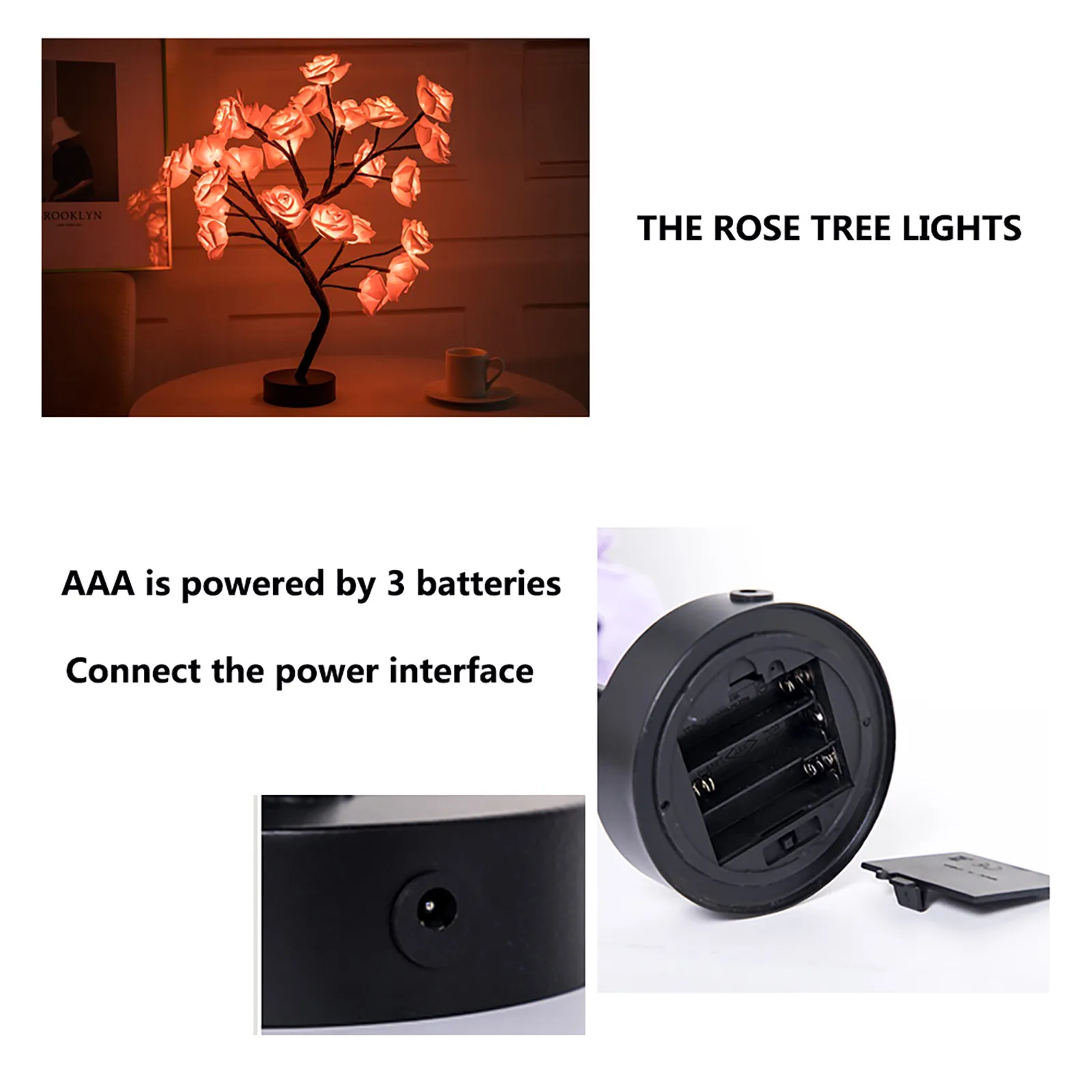 LED Stolové Lampy, Svetlá Ruže Kvet Stromu USB Nočné Osvetlenie, Domáce Dekorácie Strany Vianoce, Vianoce Svadba Spálňa Decor Módne#z