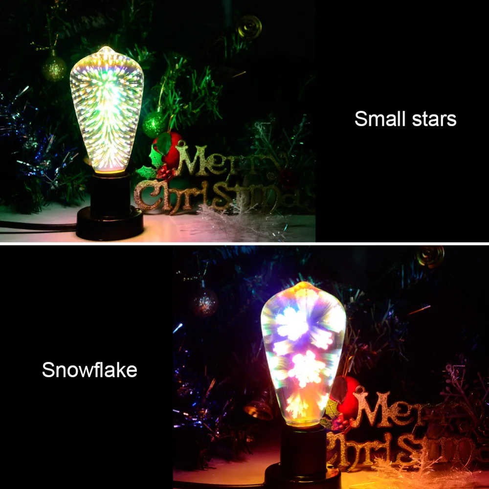 Led Žiarovka 3D Dekorácie Žiarovka E27 4W 110V 220V Dovolenku Svetlá ST64 G95 Novinka Vianočné Čítanie Lamparas Bombilla Nočné svetlo
