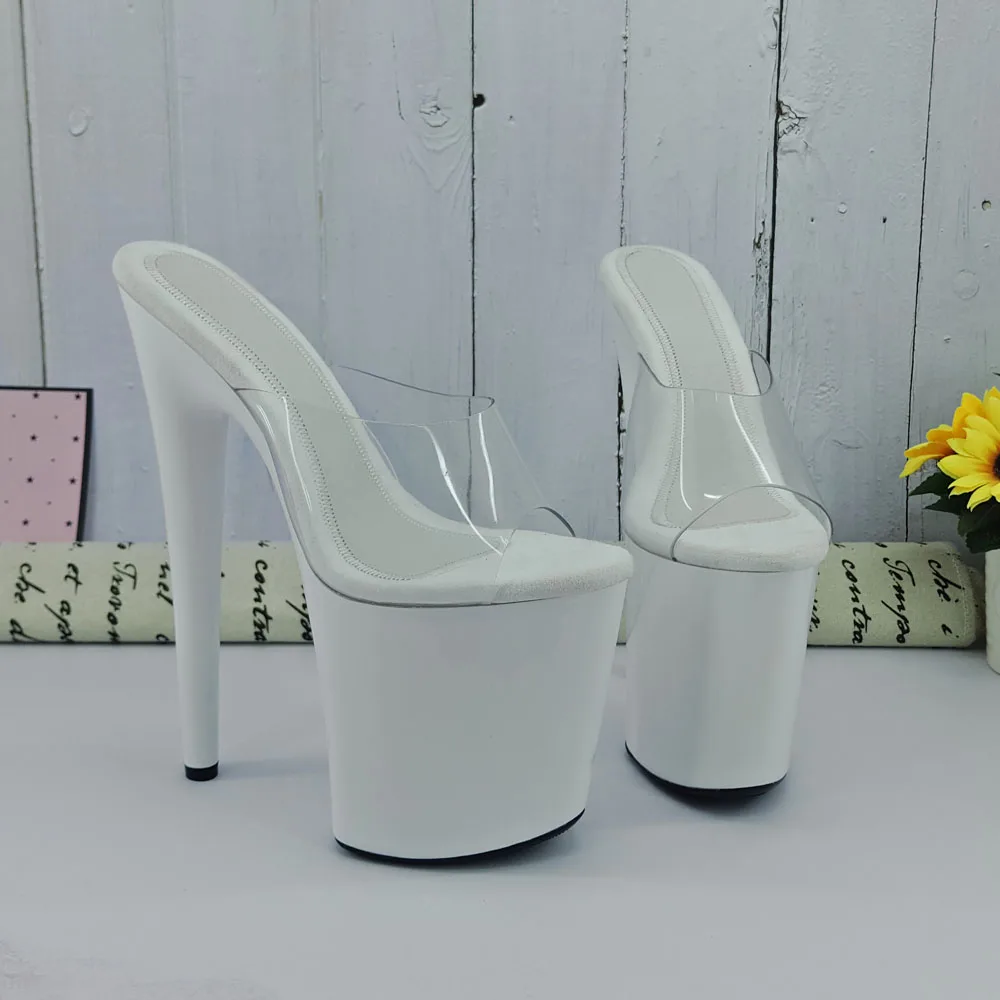 Leecabe Šplhať Bielej štýlu vysokým podpätkom sandále 20 cm sexy model topánky pól tanečné topánky
