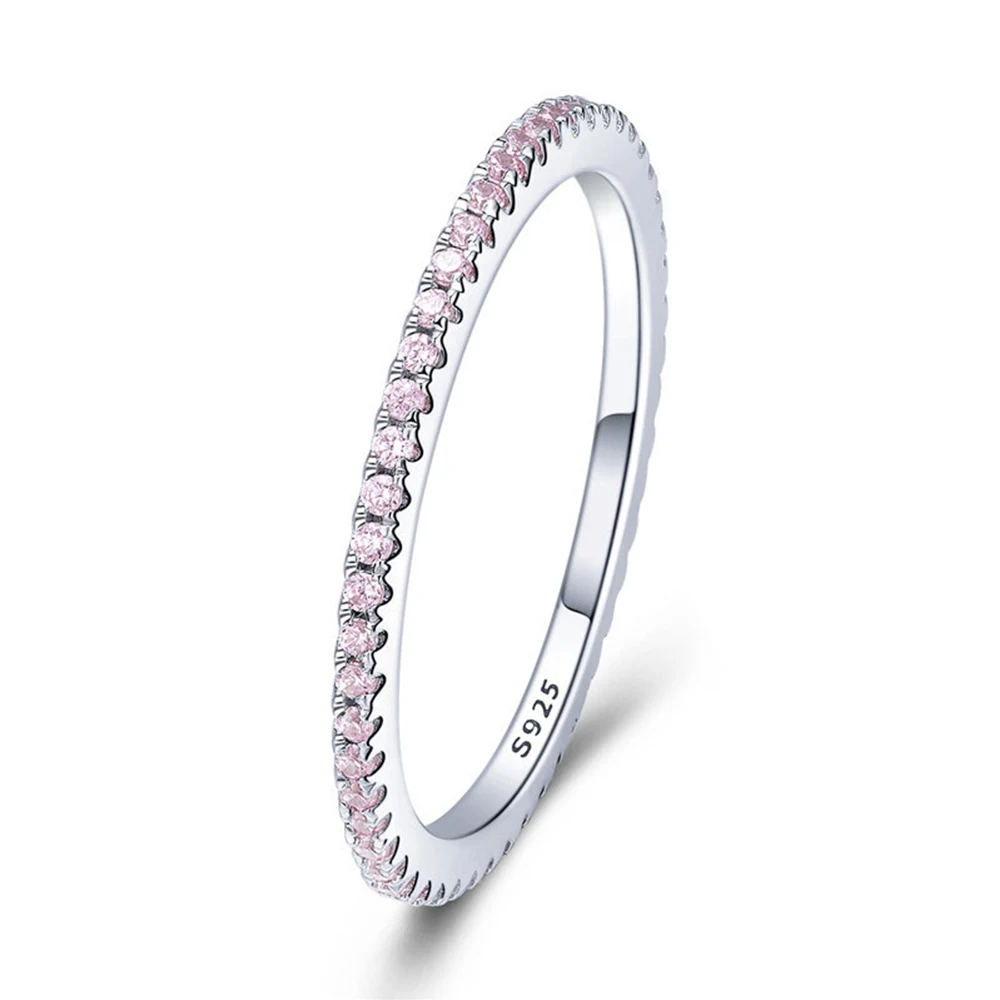 LEKANI 925 Sterling Silver Ružový Kryštál Ženské Svadobné Prstene pre Ženy Jednoduché Geometrické Krúžok Mincový Striebro Šperky