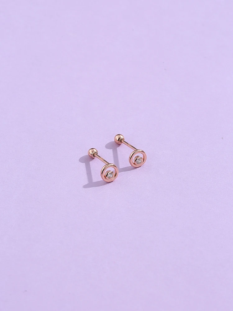 LEKANI Rýdzeho Striebra 925 Šperky Dvojitý Kruh Zlatá Farba Stud Náušnice Pre Ženy Roztomilý Cubic Zirconia Earings Príslušenstvo