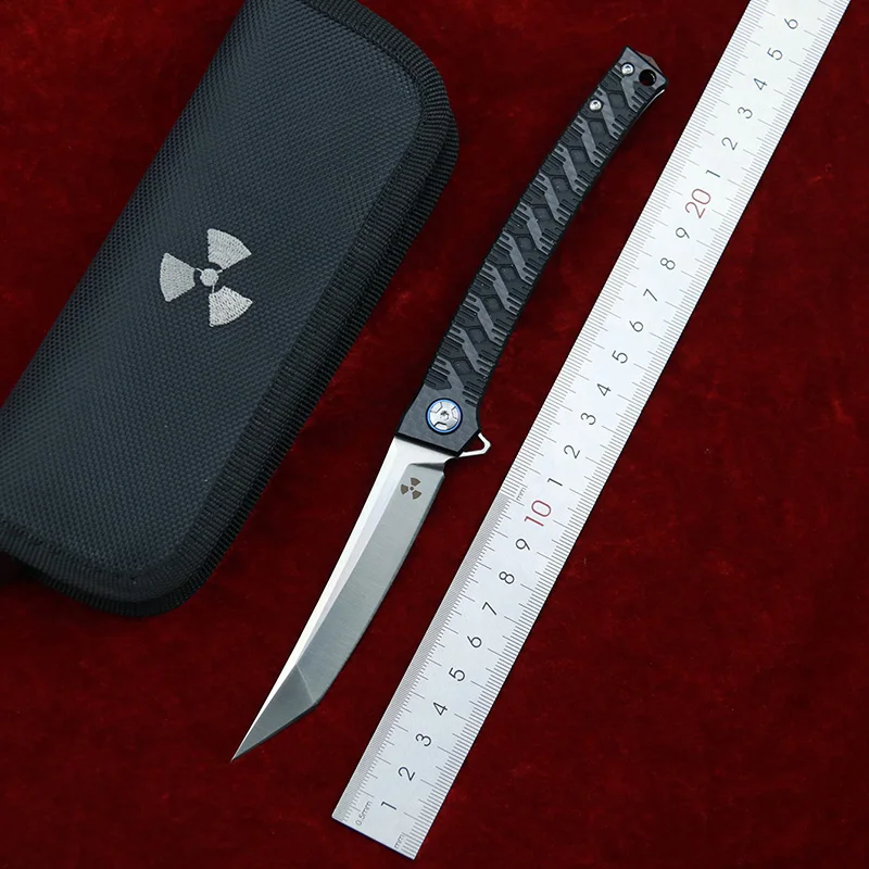 LEMIFSH D2 ocele čepeľ Plutvy skladací nôž uhlíkových vlákien rukoväť camping lov vonkajšie prežitie vreckové Nože výchovy k DEMOKRATICKÉMU občianstvu nástroje