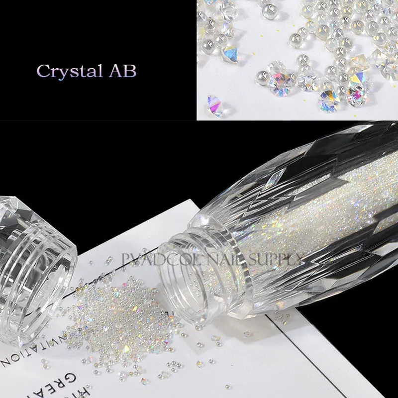 Lesk Pixie Nechty Crystal Mikro Guľôčky Multicolor AB 3D Nail Art Drahokamu Dekorácie Manikúra Príslušenstvo