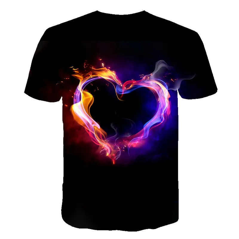 Letné 3D tlačené láska grafické T-shirt krátkym rukávom topy oblečenie osobnosti štýlový mužov a žien vhodný pre S-6XL