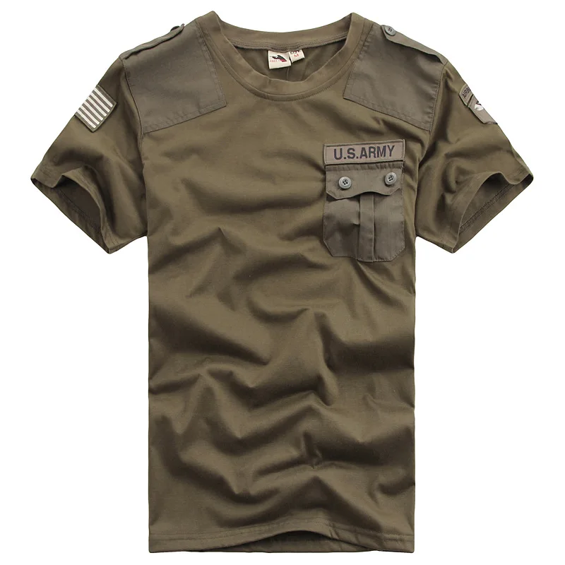 Letné Mužov americkej Armády Patchwork Vrecku T-Shirts Rýchle Suché Boj proti Vojenskej Štýl Tshirts Tees pre Mužov Cool