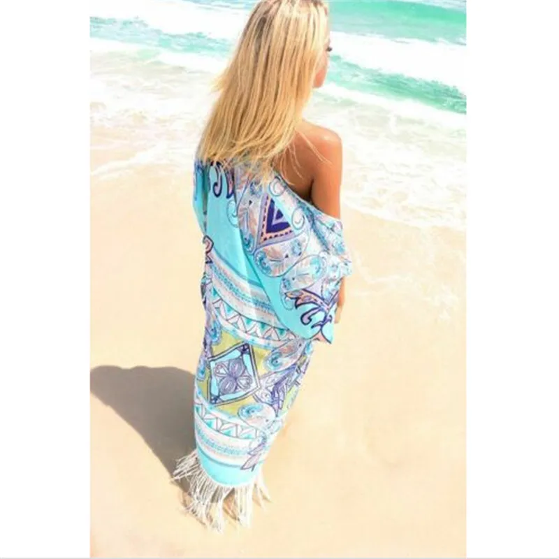 Letné Plážové Šaty Ženy Otvoriť Kaftan Pláži Zakryť Bikini 2019 Kryt Šaty Strapec Plavky Na Kúpanie Lemovaný Plaviek Cardigan