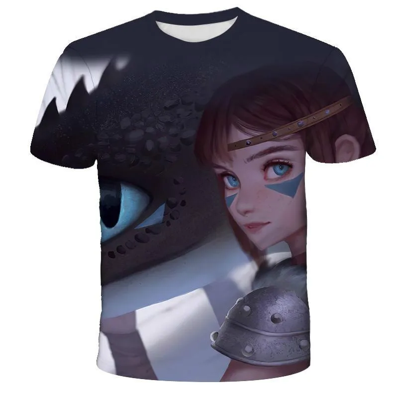 Letné pánske t-shirts, ako vycvičiť draka t-shirt anime t-shirt short sleeve top zábavnej 3D vytlačené t-shirt Punk t-shirts
