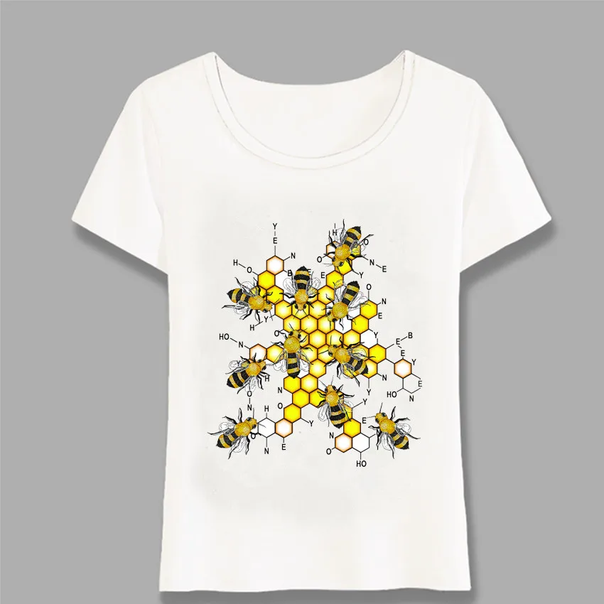Letné Ženy T-Shirt Vedy Včiel Inšpirovaný Dizajn Tričko Preskúmať Hmyzu Jedinečný Dievča Topy Honeycomb Rovnice Tees Harajuku