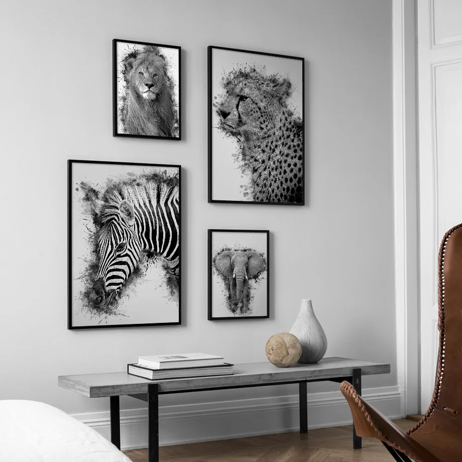 Lev, Zebra, Slon Medveď Leopard Nordic Plagáty A Vytlačí Moderné Nástenné Umelecké Plátno Na Maľovanie Obrazov Na Stenu Pre Obývacia Izba Dekor