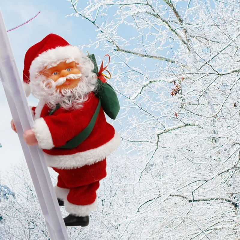 Lezenie Rebríky Santa Claus, Vianočné Figúrka Ornament Dary Santa Claus Oblečenie Pre Bábiku Spev Santa Rebrík Lezenie Lano Swing Čaro