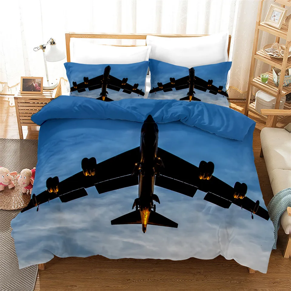 Lietadlo Perinu Nastaviť Sky Priestor Tlač Deti posteľná bielizeň Kráľ, Kráľovná Veľkosť Bedcloth 3D Posteľ Kryty Pre Teenagerov jednoduché Dvojité
