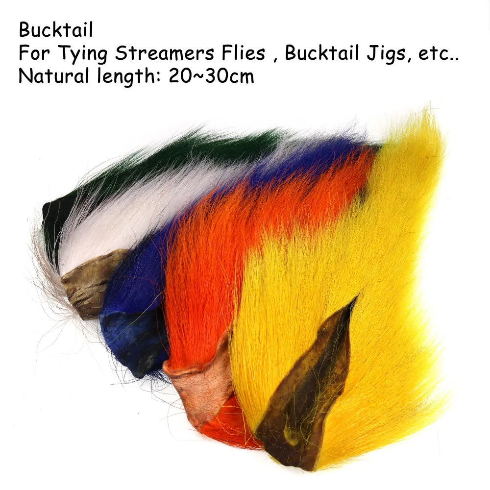 Lietať Viazanie Materiál Farbený Jeleň Chvost Vlasy Kožušiny Bucktails Buck Lietať Viazanie Morské Muchy Suché Žltá Zelená Modrá Červená