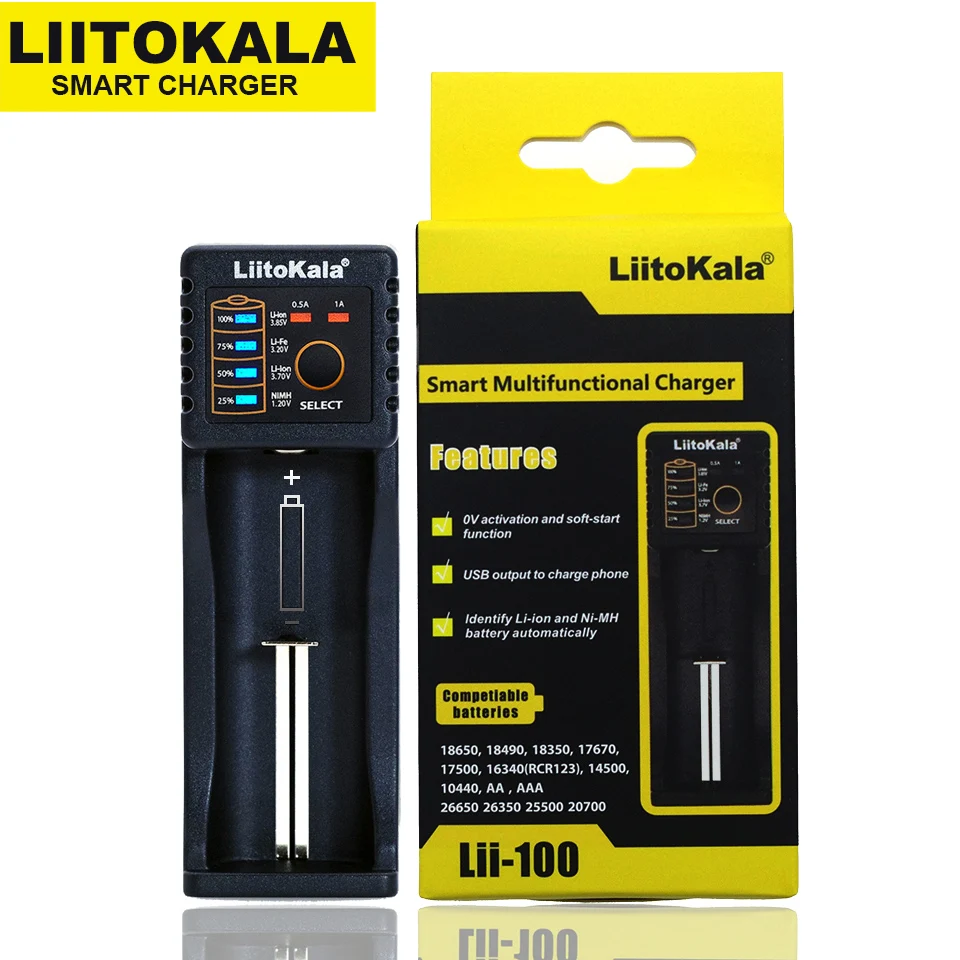 Liitokala Lii-100 Lii-202 Lii-402 Lii-PL4 Lii-PD2 1.2 V, 3,7 V 3.2 V 3.85 V 18650 18350 26650 18490 lítiové batérie, inteligentné nabíjačky