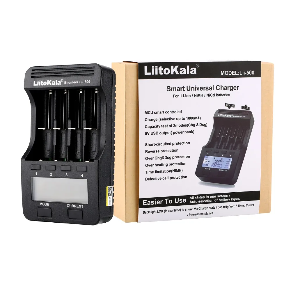 LiitoKala lii-500 LCD 3,7 V/1.2 V AA/AAA 18650/26650/16340/14500/10440/18500 Nabíjačka Batérií s obrazovkou+12V2A adaptér lii500 5V1A
