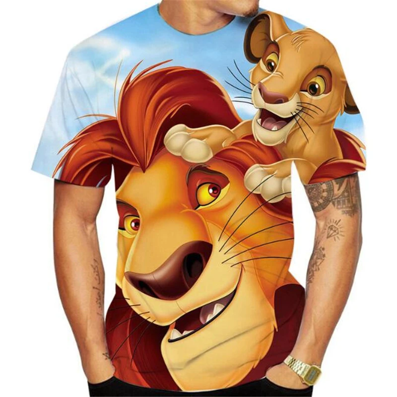 Lion King Simba Lete Krátky Rukáv 3D Tlač T-shirt Disney Kreslené Mužov Pár Bežné T-shirt Zvierat O Neck Tee Šaty, Topy