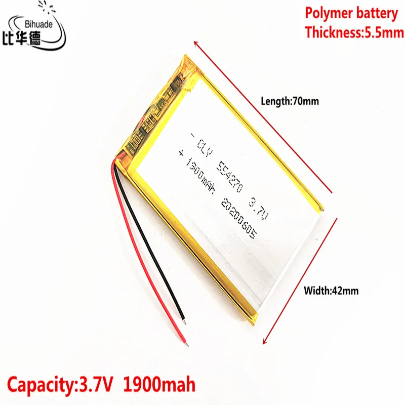 Liter energie batérie Dobré Qulity 3,7 V,1900mAH 554270 Polymer lithium ion / Li-ion batéria pre tablet pc BANKA,GPS,mp3,mp4