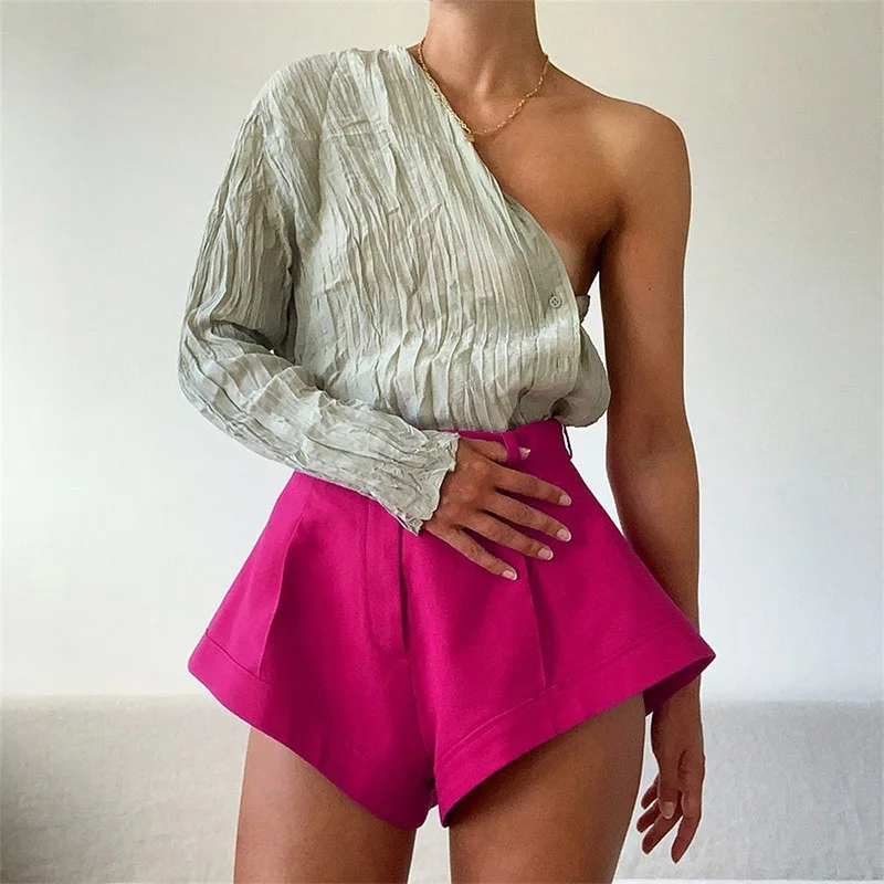 LLYGE Letné Vzplanutie Sexy Šortky Pre Ženy Pevné Vysoký Pás Bežné Horúce Pláže Šortky Ženy 2021 Streetwear Módy Dámske Oblečenie