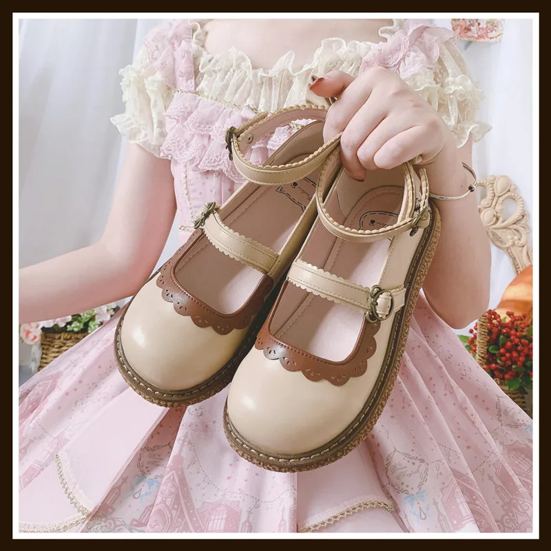 Lolita bábika topánky Japonský študent hrubé dno kolo hlavy topánky plytké úst kawaii topánky cosplay loli denne jednu topánky
