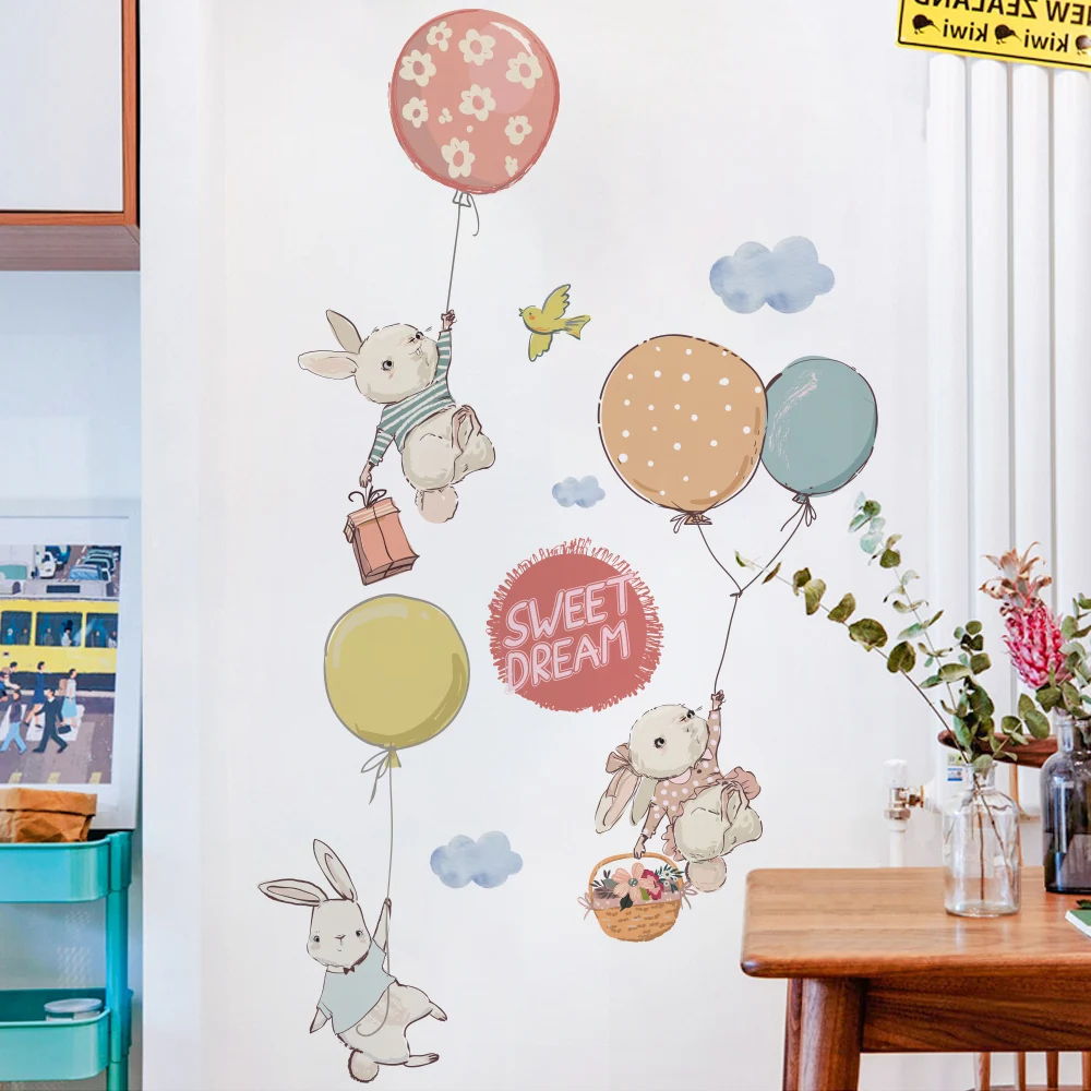 Louyun Králik nálepky roztomilý štýl samolepky na stenu detskej izby, dekorácie dverí nálepky kabinetu nálepky domáce dekorácie