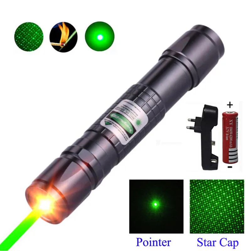 Lov Vysoký Výkon Zelené Laserové Ukazovátko Survival Kit 5mW Zavesiť typu Outdoor Dlhé Vzdialenosti Lasery Pohľad pero s nabíjačku + batéria