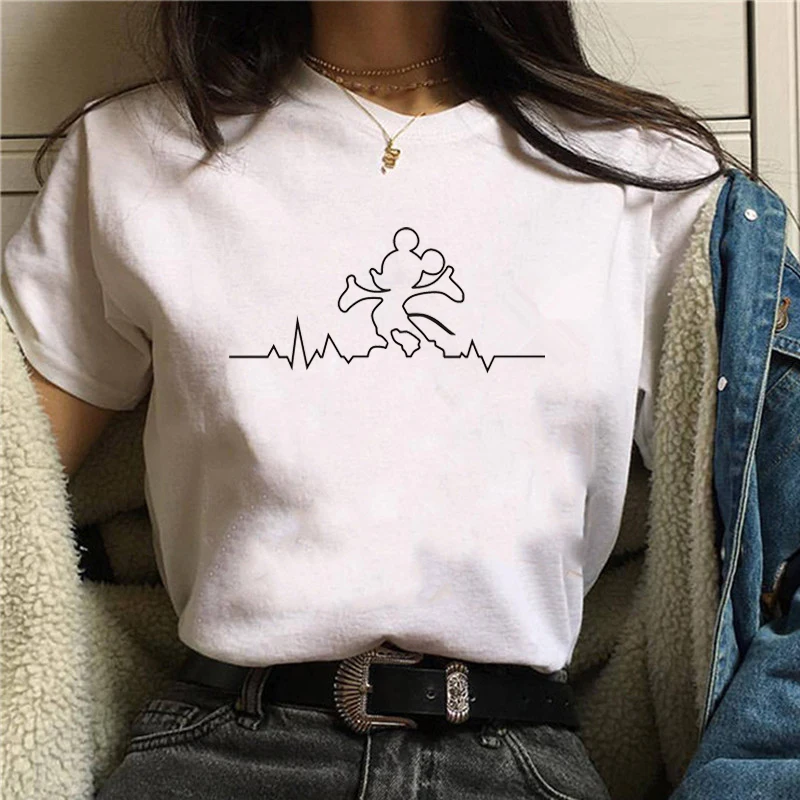 LUSLOS Najnovšie psa packa a srdce tlače móde t shirt femme vtipné tričko ženy 90. rokov hip hop, punk tričko lumbálna streetwear clothin