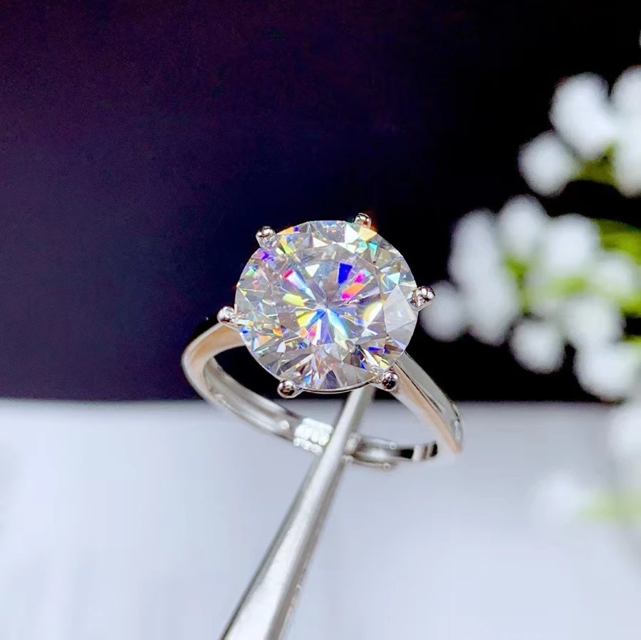 Luxusné 11x11mm veľkosť praskanie moissanite krúžok pre ženy šperky zásnubný prsteň pre svadobné 925 strieborný prsteň darček k narodeninám láska