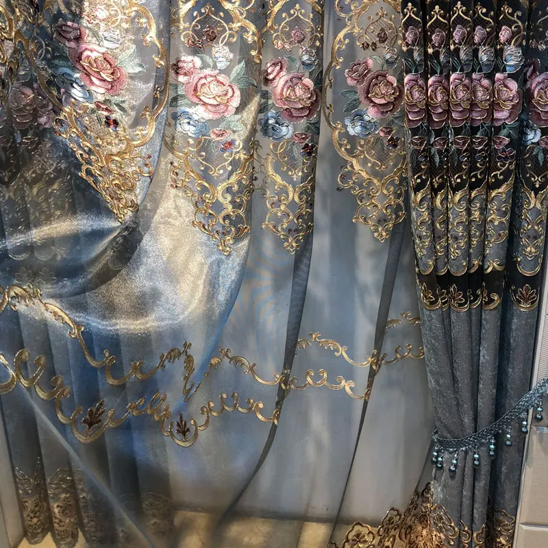 LUXUSNÉ Európske štýl hrnuli Samoopaľovacie žakárové opony obývacej izby, Spálne, svadobné dekorácie Retro súd Dekoratívne textílie
