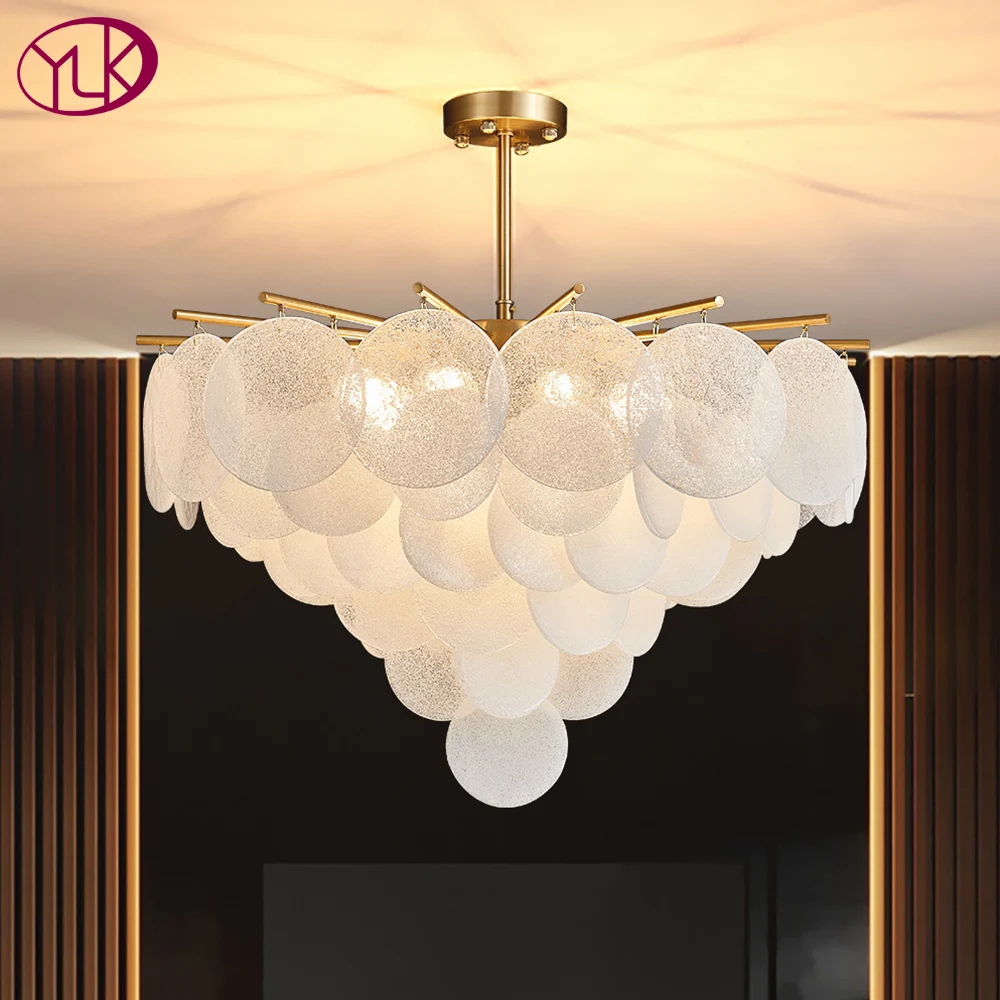 Luxusné moderné stropné luster osvetlenie v obývacej izbe okrúhle biele sklo, svietidlá zlato domáce dekorácie, lampy