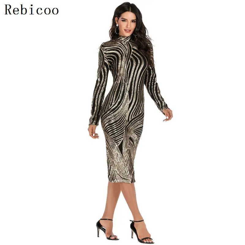 Luxusné Sequin Celebrity Zlaté Šaty Žien Úsek Midi Elegantné Šaty Plus Veľkosť Dlho Party Šaty na Ples Večer Vestidos