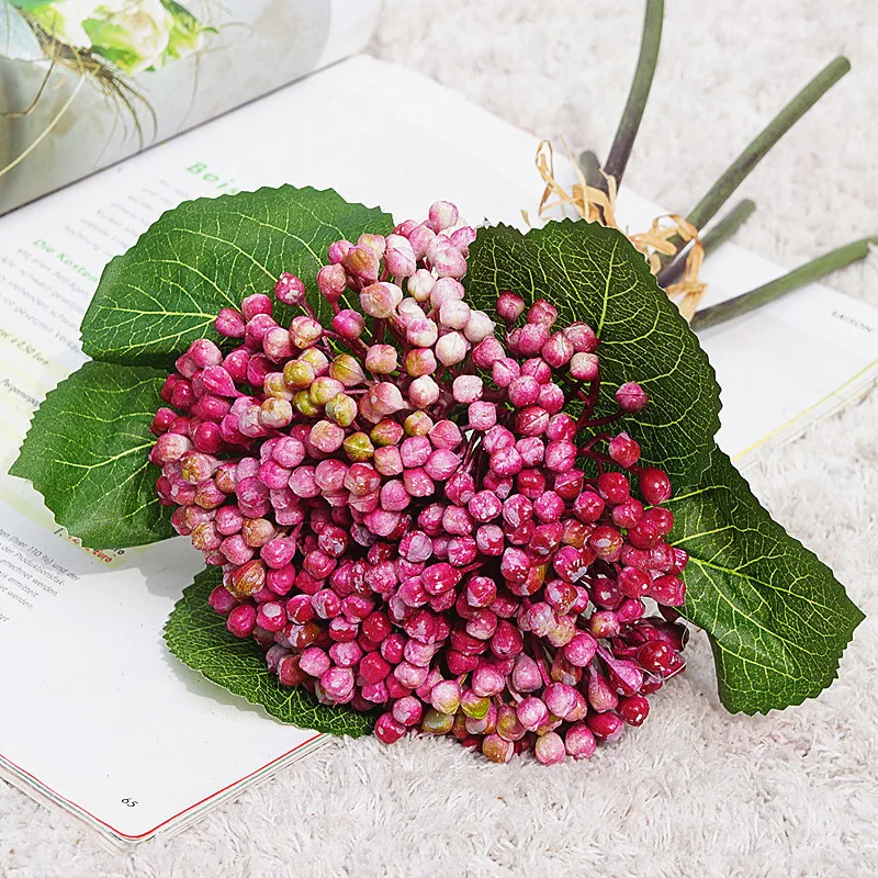 Luxusné skúmie Bobuľové ovocie fleur artificielle Umelé Kvety pre domáce tabuľka dekor plastov Ručné rastlín flores veniec