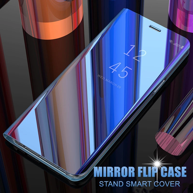 Luxusné Smart Mirror Vyklápací Kryt Na Huawei Honor 10 Lite Magnetické Prípade Plastov Pre P Smart 2019 Stojan Kožené Fundas Capa Coque