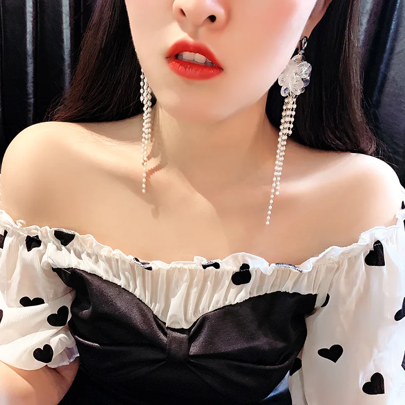 Luxusné Viacvrstvových Biely Kvet Petal Drop Náušnice Pre Ženy, Svadobné Party Šperky Kvality Bijoux Darček Elegantné Accessorie