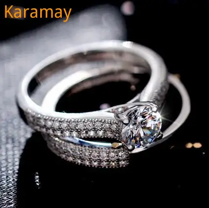 Luxusné Žena Kolo Lab Diamantový Prsteň Reálne 925 Sterling Silver Zásnubný Prsteň Vintage Snubné Prstene Pre Ženy