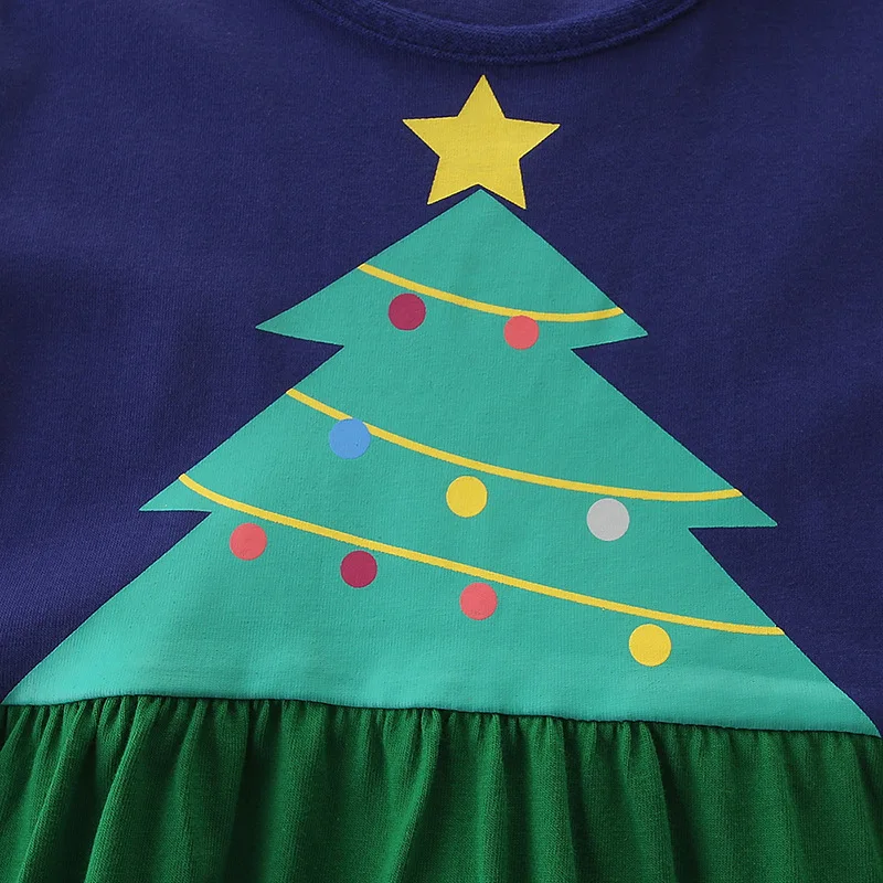 Malý maven Batoľa Šaty na Vianoce Zelený Strom Dievča Oblečenie, Deti Bavlna Bežné Princezná Šaty Vestidos Deti Oblečenie