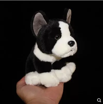 Malý roztomilý simulácia 17 cm hračka pre psa plyšové vysoký čierny pes bulldog pre deti darček k narodeninám