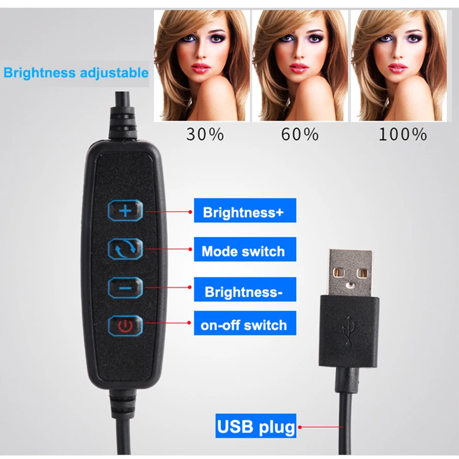 MAMEN 6 Palcový Mini USB Krúžok Svetlo 72 Ks LED Stmievateľné Krásu Svetla s Statív pre Krásu Izba make-up YouTube Video Vyplniť Osvetlenie