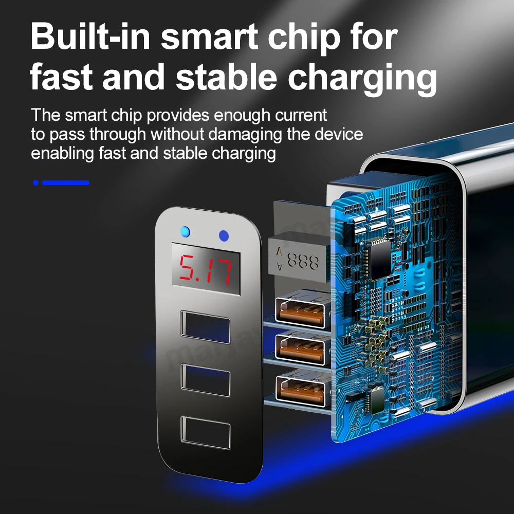 Marjay 3 Porty USB Nabíjačka, EÚ a USA Plug LED Displej 3.1 Rýchle Nabíjanie Chytrý Mobilný Telefón Nabíjačka Pre iphone Samsung Tablet Xiao