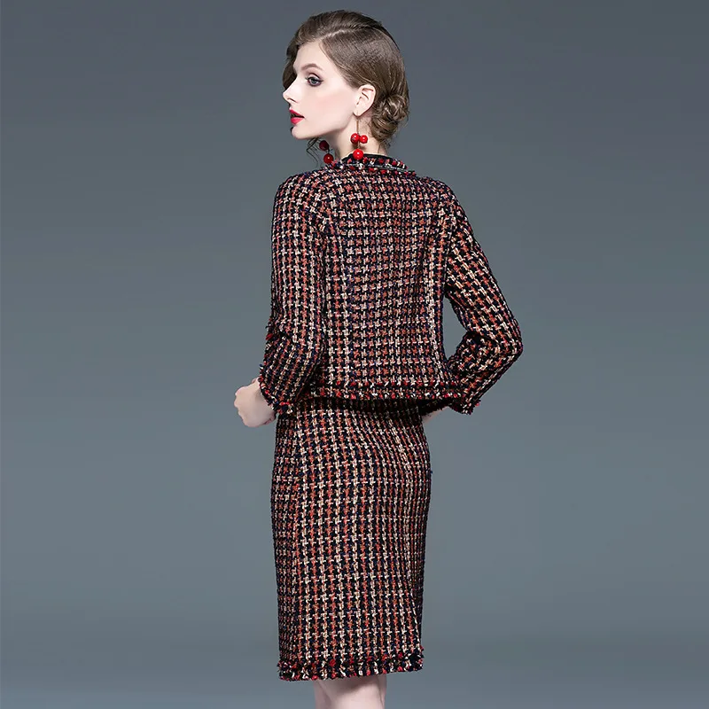 MARKOWO Desinger Značky 2020 Jesenné a zimné nové módne pracovníkom úradu vyhovovali tweed sukne vyhovovali dvoch-dielny oblek