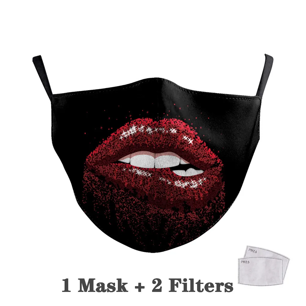 Maska proti prachu Textílie Umývateľný Polovicu Tváre Masku Cosplay Tlač Úst Masky Opakovane Vetru Ochranné Dospelých PM2.5 Filtra Úst-Utlmiť