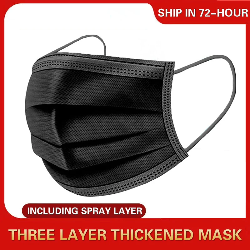 Masku Na Tvár Lekárske Maska Čierna Jednorazové Nonwove 3 Vrstvy Vrstva Filter Maska Na Ústa, Tvár Masku Filtra Bezpečné Priedušná Ochranné Masky