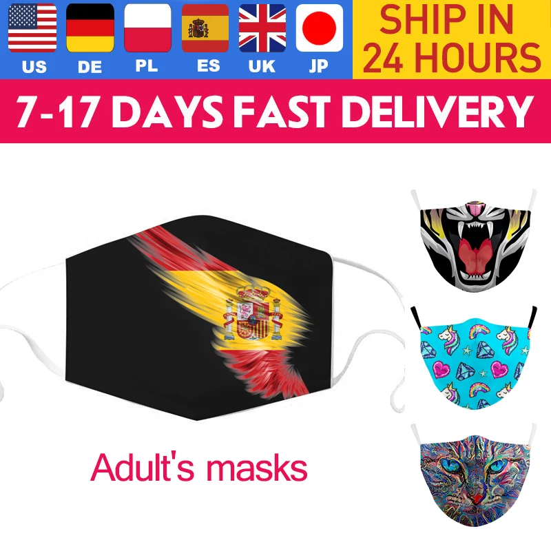 Masky S Filtrom Uhlíka Bavlna Pm2.5 Maska španielskou Vlajkou 3D Tlač Vložiť Proti prachu Opakovane Maska vstane Z Popola Španielsko Masky