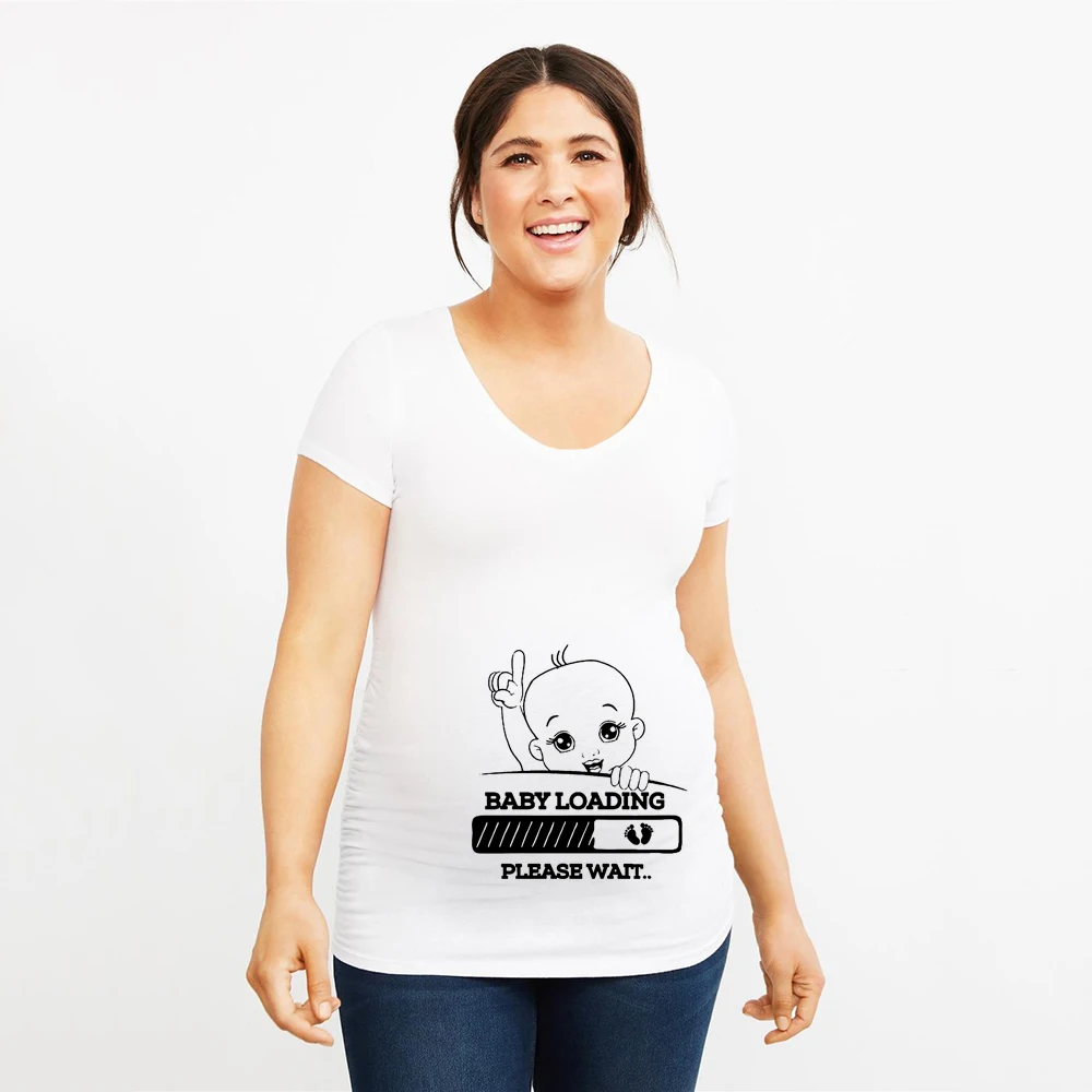 Materskej Krátky Rukáv Karikatúra Tlače Topy T-shirt Tehotná Žena Zábavné Listy Tlač T-shirt Módne Tehotenstva Plus Veľkosť Nový Čaj