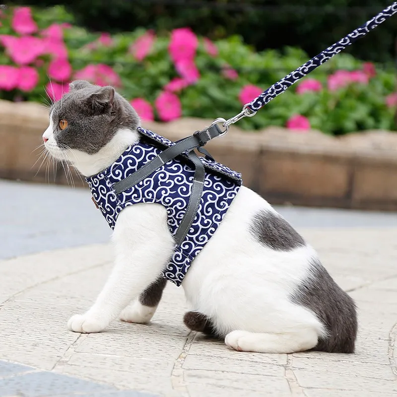 Mačka Vesta Postroj a Vodítko Nastaviť Uniknúť Dôkaz Mačka Japonský Štýl Vedenia pre Vonkajšie Prechádzky