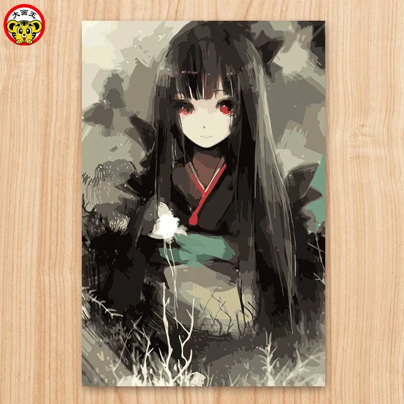 Maľovanie podľa čísel, umenie farba číslo Pekla dievča Yan magic láska Anime Dievča, Dekoratívne maľby Sfarbenie Digitálne Maľovanie manua