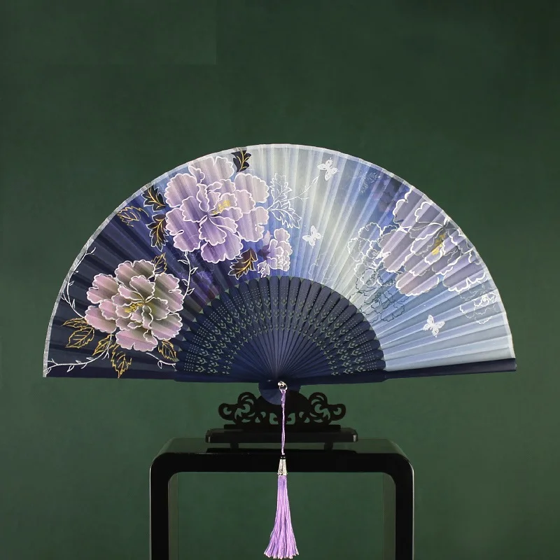 Maľované Hodvábne pivónia kvet čínskych fanúšikov strane ventilátora eventail hlavný ventilátor abanico skladacie ventilátor strane fanúšikov bambusu