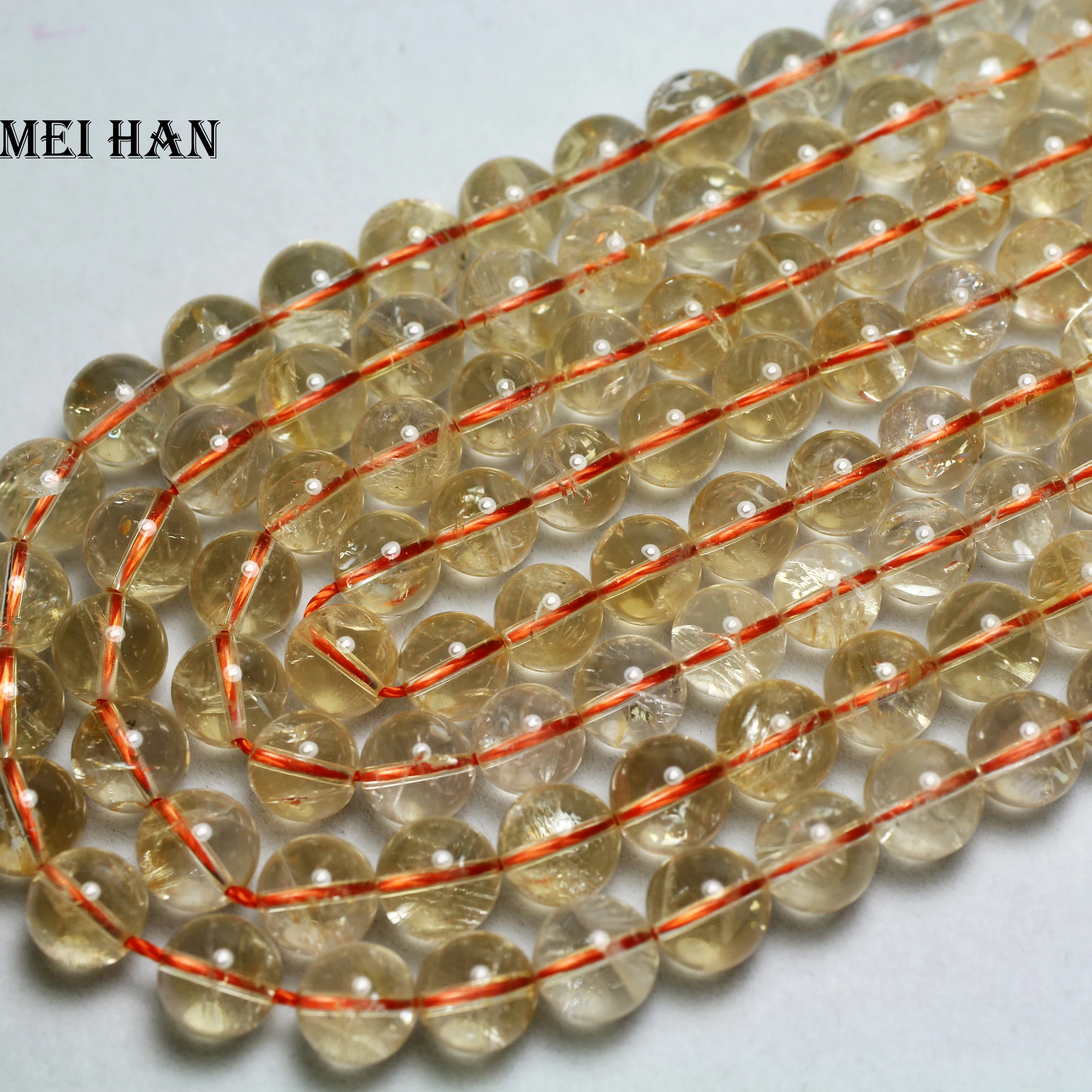 Meihan prírodné citrine 8-8.8 mm (1strand/set) hladké kolo voľné korálky pre šperky robiť dizajn diy náramok