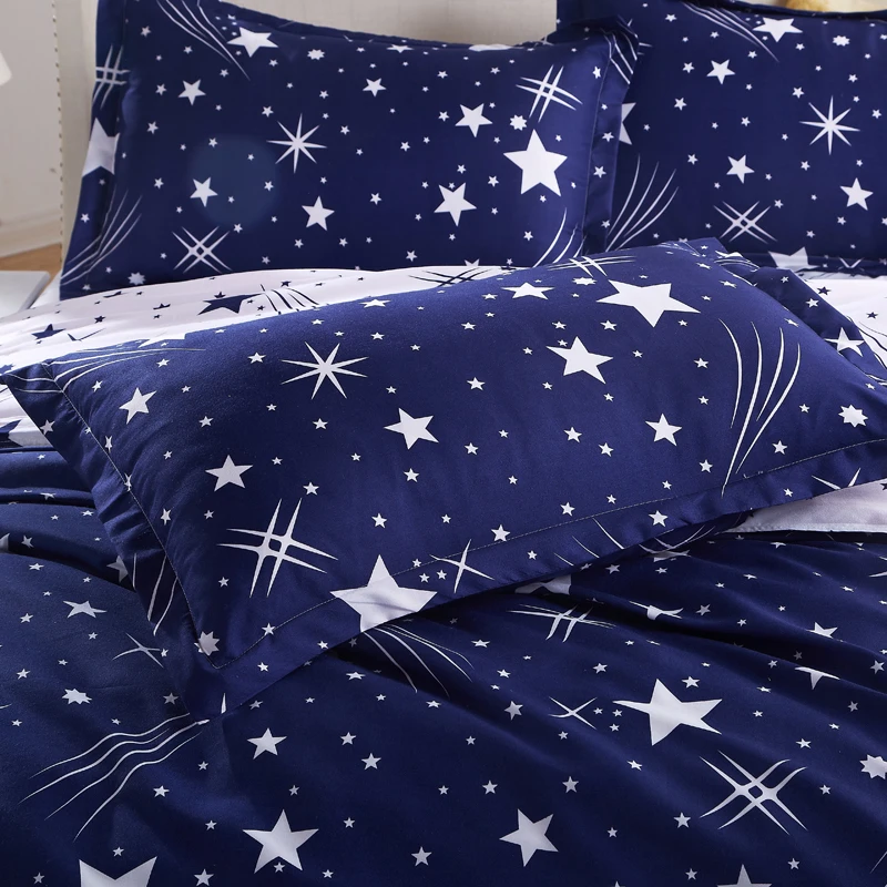 Meteorický dážď USA Twin Kráľovná Kráľ UK manželská posteľ kryt nastaví mikrovlákna posteľná bielizeň nastaviť modrá a biela hviezda deka kryt nastaviť