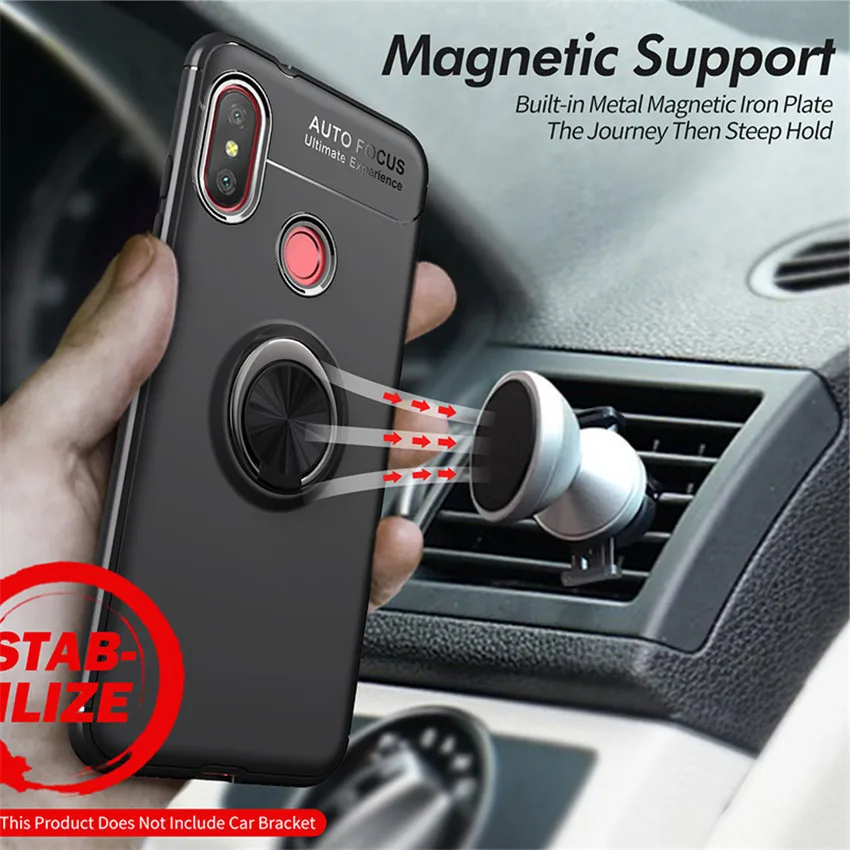 Mi A2 Lite Magnetické puzdro pre Xiao Redmi S2 Y2 Telefón Prípadoch Luxusné Auto Adsorpcie Krúžok Držiak na Stojan Zadný Kryt pre Redmi 6 Pro